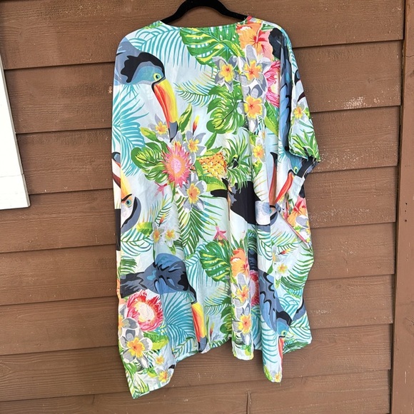 Gypsie Blu Toucan Tropical Floral Kaftan OS - Picture 3 of 3